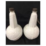 Pair of 1939 Worlds Fair Milk Glass Bottles