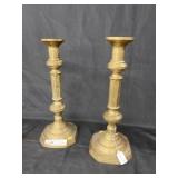 2 Middle Eastern Style Brass Candlestick Holders