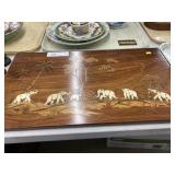 Inlaid Elephant Form Wall Plaque