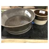 2-Banded Stoneware Crock, Sifter and