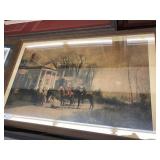 Large Contemporary Framed Fox Hunt Scene