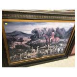 Large contemporary Framed Fox Hunt Scene