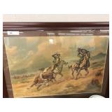 Framed Calf Roping Print