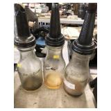 3 Vintage Glass Oil Bottles