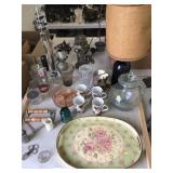 Thermometer, Bottle Lamp, Depression Glass,