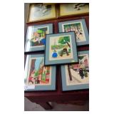 5 Framed French Prints