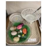 Tray: Porcelain Glassware, etc