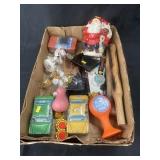 Tray: Car Tins, Figurines, Turkey Baster, etc.