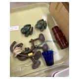 Cast Iron Frogs, Primitive Brackets, Cobalt Cup