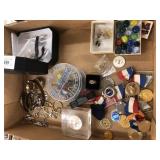 Box: Costume Jewelry, Medals and Marbles