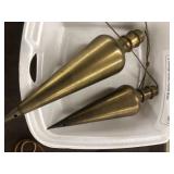 2 Vintage Brass Plumb Bobs
