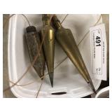 3 Antique Brass Plumb Bobs