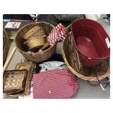 Wicker Baskets, Table Linens, Decorative Wagon