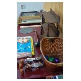 Wicker Basket, Roller Skates, Shelf, Board Game,