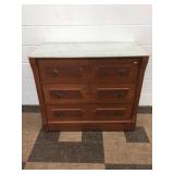 Late Victorian Marble-Top 3-Drawer Dresser