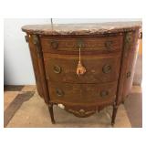 Antique Bow-Front Marble-Top Commode Stand