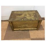 Vintage Wood/Brass Covered Kindling Box