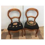 Pr. Needlepoint Victorian Armchairs