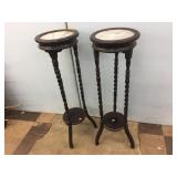 PR Wooden Marble-Top Plant Stands