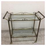 Vintage Brass Rolling Tea Cart