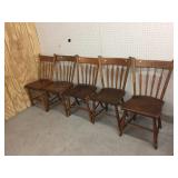 5 Arrow back Plank Seat Side Chairs