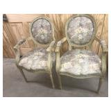 Pair of French Provincial Upholstered Arm Chairs