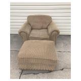 Oversized Upholstered Arm Chair with Ottoman