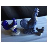 3 Stoneware/Ceramic Roosters