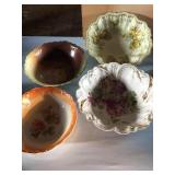 4 Hand-Painted Vintage China Bowls