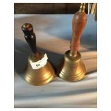 2 Large Brass School Bells