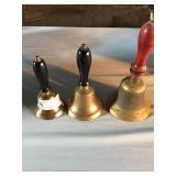 3 Various Sized Brass School Bells