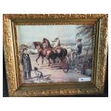 Print of 3-Horse 1 Bottom Plow in Gilt Frame