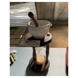 Ironstone Mortar/Pestle and Sand Timer