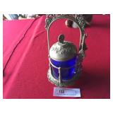 Victorian Mary Gregory Pickle Castor Jar w/Tongs