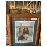 Basset Hound Hunting Print in Frame