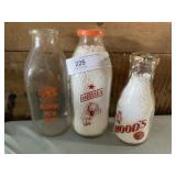 3 Vintage Milk Bottles