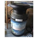 Small Paint-Decorated Lighthouse Decor. Milk Can