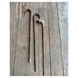 3 Vintage Walking Canes