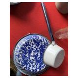 Blue Swirl Agate Plate and White Ladle