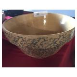 Vintage Sponge-Decorated Yellow Ware Bowl