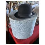 Vintage Hat in Large Wall Paper Decorated Hat Box