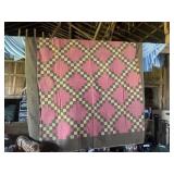 Vintage Pink/Yellow/Brown Patchwork Quilt