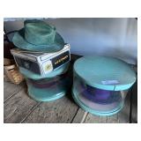 3 Vintage Hat Boxes and Cowboy Style Hats