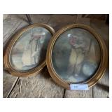 2 Oval Vintage Victorian Style Prints