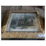 Vintage Cow Print in Antique Gilded Frame