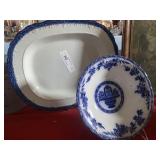Large Leeds Platter Flow Blue Bowl
