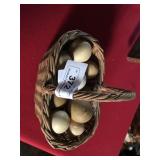 Miniature Egg Basket with Wooden Eggs