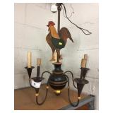 Contemporary Rooster Form 4-Socket Hanging Lamp