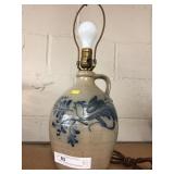 Rowe Pottery Blue Slip Decorated Jug Lamp