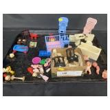Tray: Assorted Plastic Doll Furniture, Figures,